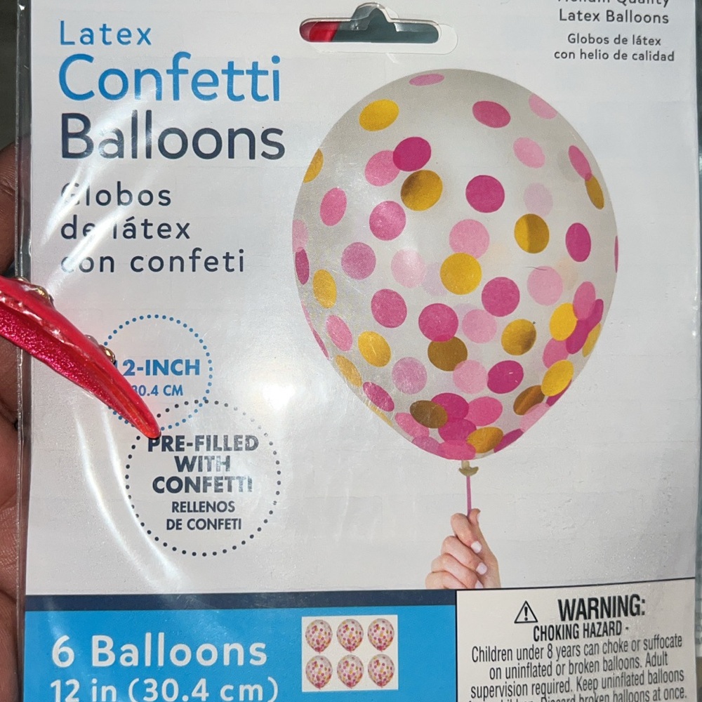Latex Confetti Balloons - Pink, Yellow, Gold